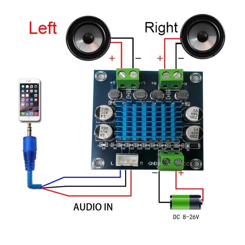 XH-A232 Digital Audio Power Amplifier Board 30W+30W 2.0 Channel Stereo Output Low Noise for Desktop Audio System DIY