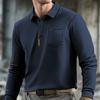 European and American Autumn Men's Long-sleeved Loose Top Lapel T-shirt