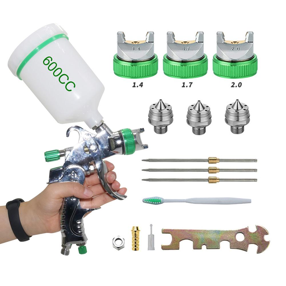 

Автомобильный пистолет-распылитель HVLP 600CC Cup 1,4 / 1,7 / 2,0 мм 2,5 мм гравитационная игла для насадки аэрографа для покраски автомобильной мебели, ремонта стен