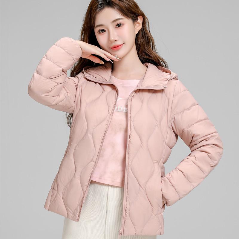 New light and thin down jacket women's short hooded autumn and winter long-sleeved versatile slim-fitting white duck down jacket to keep warm