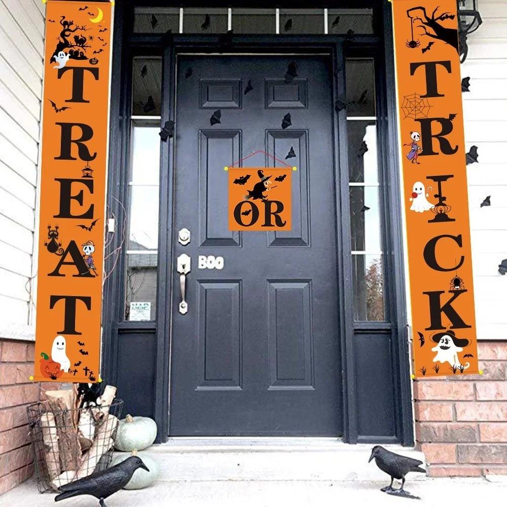 3 buc/pachet Halloween ușă decor recuzită Halloween petrecere decorare agățat ornamente steaguri lungi 3 culori agățat banner