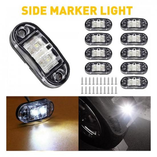 10pcs LED Car Truck Trailer RV Oval 2.5" Side Clearance Marker Lights Clear EOA
