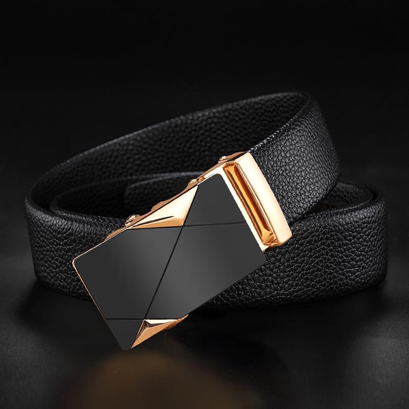 

Мужской ремень из натуральной кожи с автоматической пряжкой, деловой, для среднего и молодого возраста, из коровьей кожи, мужской повседневный модный ремень для брюк 110cm