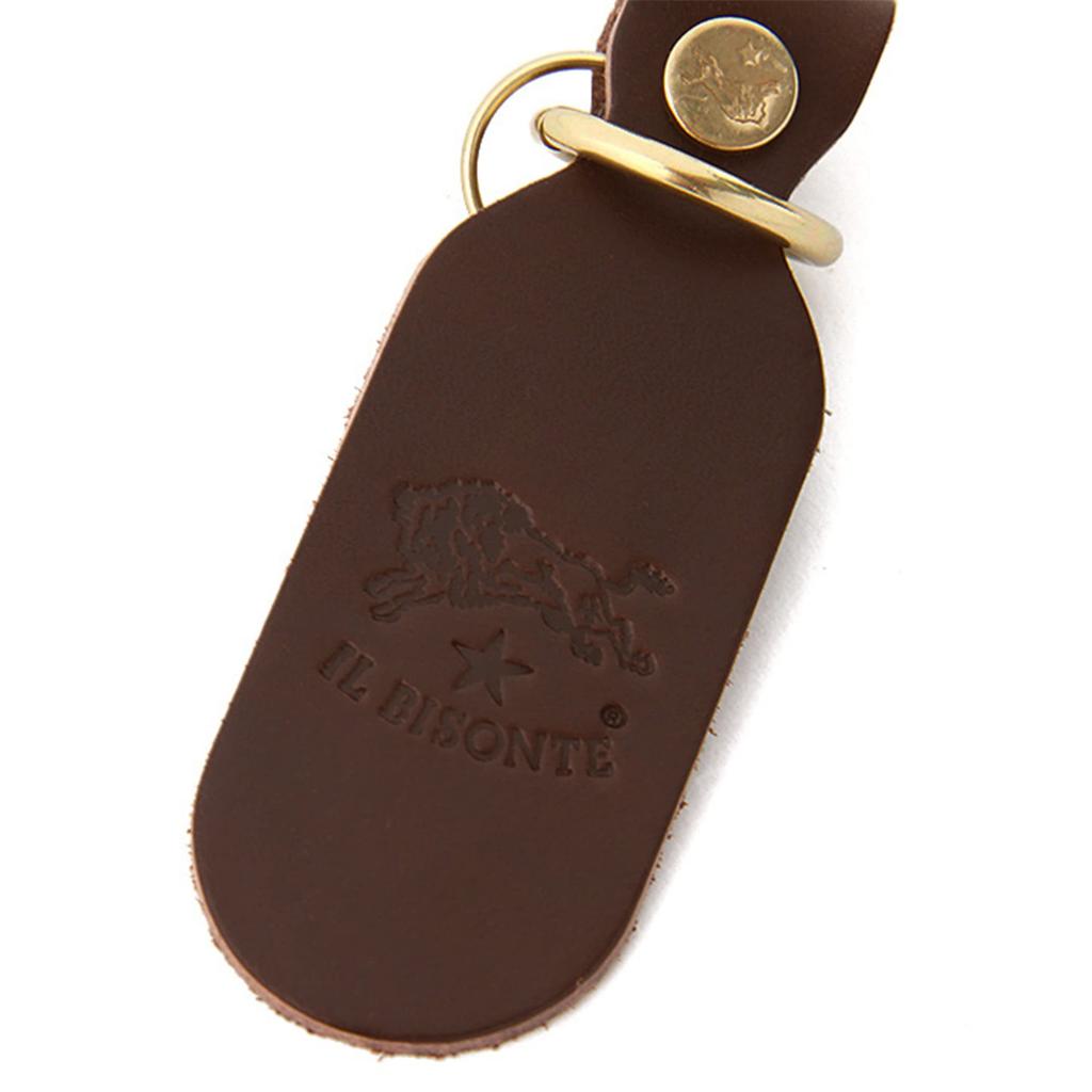 IL BISONTE Genuine Leather Key Ring, Keychain, Cowhide Leather, Unisex, Discolored Brown