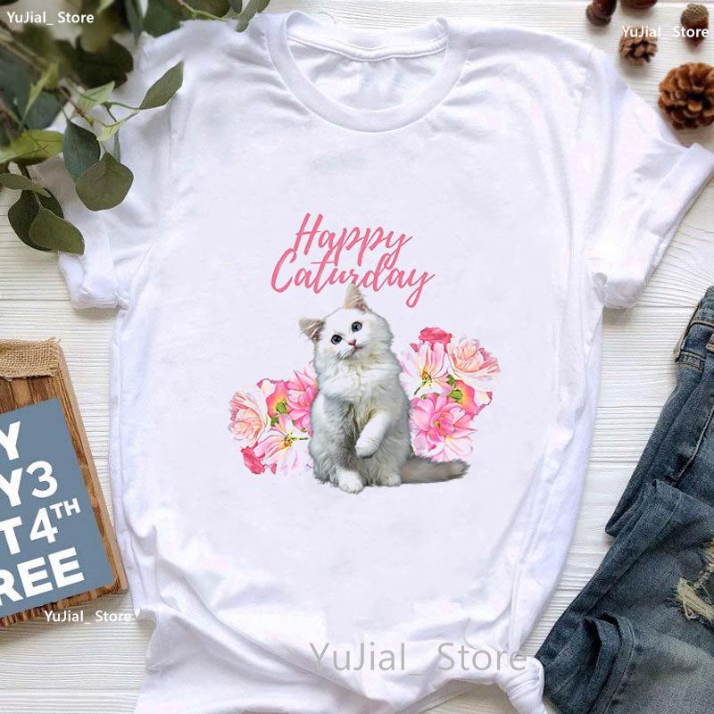 Kawaii Alpaca With Flowers And Coffee Print T Shirt Girls Summer Short Sleeve Tshirt Femme Fashion Tops Tee Shirt Female