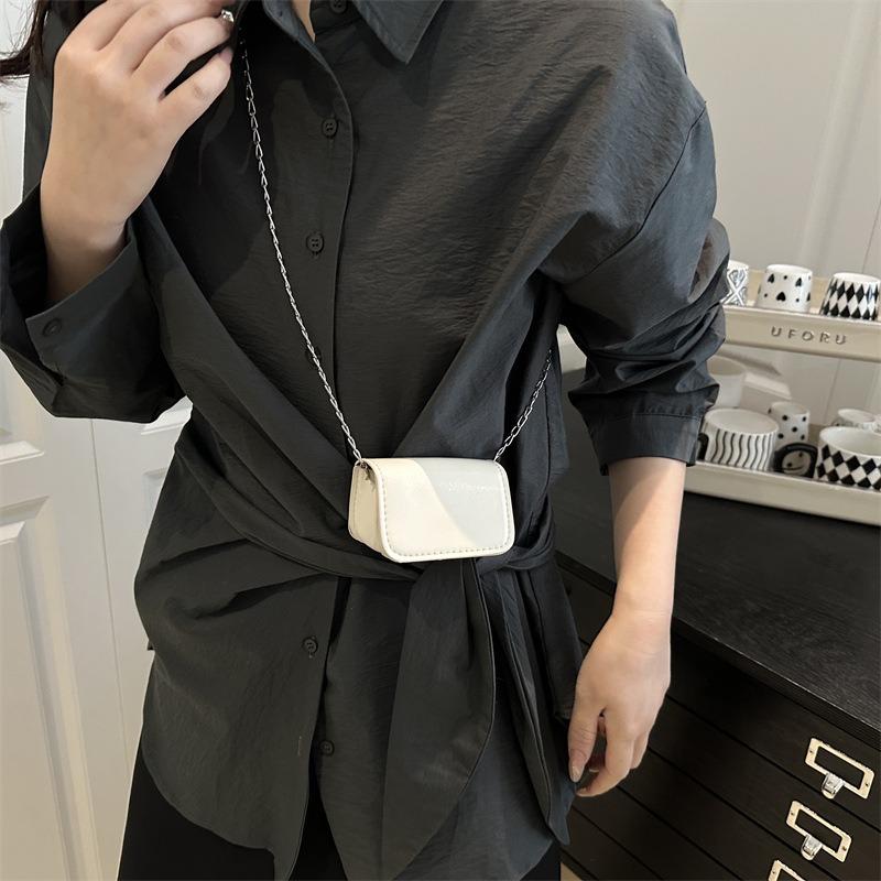 New mini solid color casual small square bag, premium texture simple chain, shoulder messenger bag, women's bag.