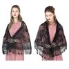 Woman Mantilla Floral Veil Lace Mantilla Veil Tasseled Shawl Headwear Mantilla
