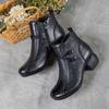 New Retro Martin Boots Autumn and Winter Single Boots Thick Heel Short Boots Women's Ethnic Style Embossed Round Head Mother Boots