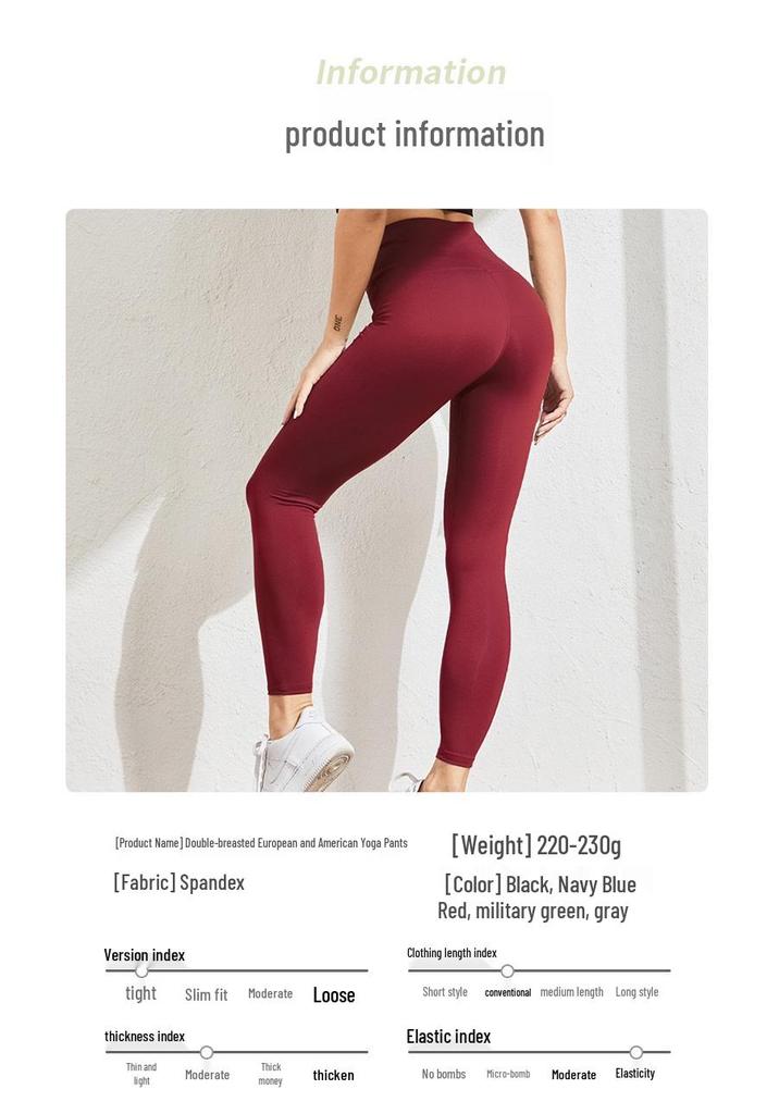 European & American High-Waisted Double-Breasted Yoga Pants - Velvet-Added, Thickened, Waist-Cinching, Hip-Lifting, Elastic Fit for Women.