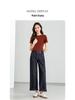 Xin Ge Damen High-Waist Denim Wide-Leg Cropped Jeans - Frühling/Herbst.