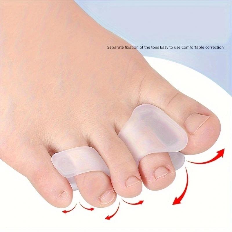 2pcs Hallux Valgus Foot Care Pedicure Silicone Gel Straightener Two Hole Toe Separator Fingers Protector Bunion Adjuster