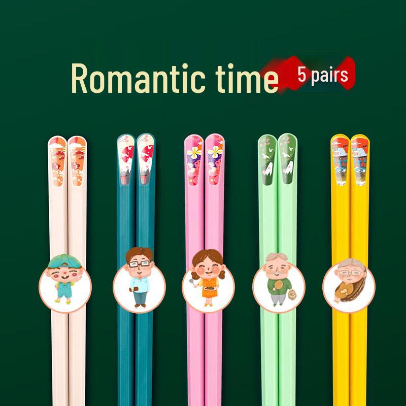 ShuangShiHui Japanese Style Durable Alloy Chopsticks 5 Pairs
