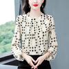 Women's Autumn 2024 Polka Dot Chiffon Blouse: Chic, Age-Reducing, Loose Fit French Top