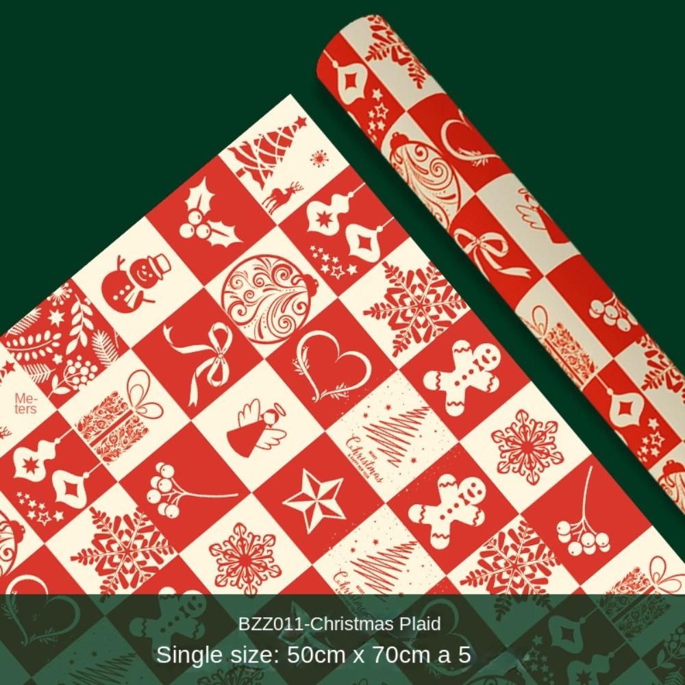

5 шт. Новая бумага для рождественских подарков, упаковочная бумага 50*70 см, рулон крафт-бумаги для поделок, подарочная бумага для поделок на Рождество