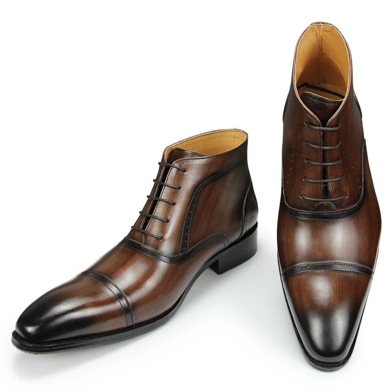 Mode Luxus Herren Echtleder Stiefeletten Mode Lässig Zapatos De Hombre Anzug Arbeit Sicherheit Spitzzehe Cool Trendiger Stiefel Kundenspezifisch