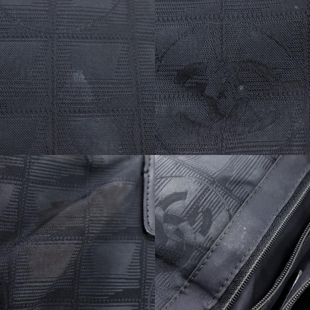 CHANEL Tote MM Tote Bag A15991 New travel line black Nylon canvas Women Used