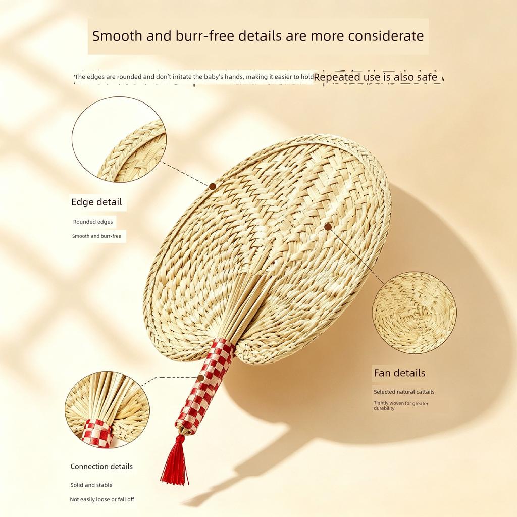 Traditional Summer Household Hand-Woven Large Palm Fan for Children, Babies, and Infants, Mosquito-Repelling Banana Leaf Small Handheld Fan