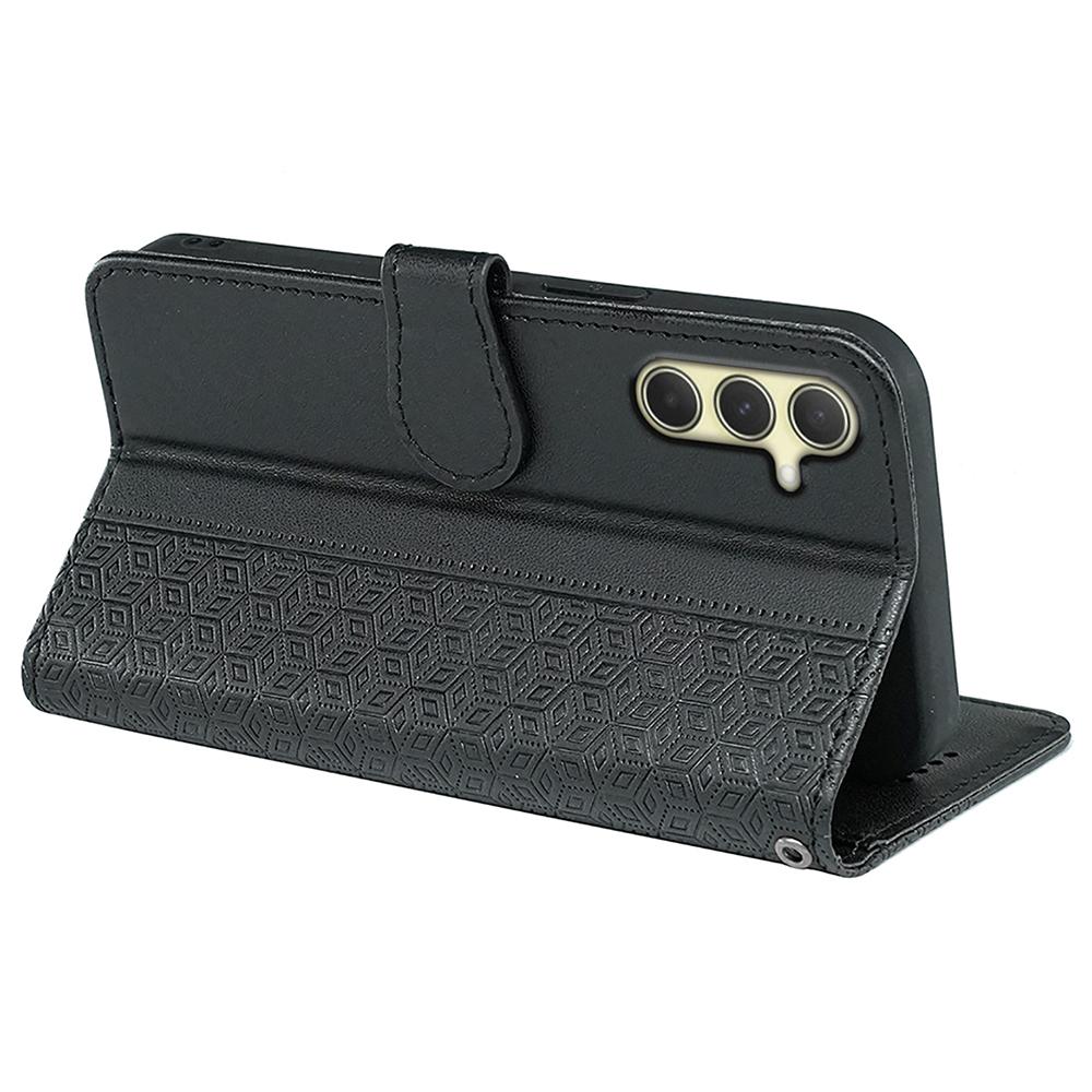 Etui dla Samsunga Galaxy A15 4G/A15 5G, skórzane etui typu flip z wytłoczonym wzorem kratki sześciennej