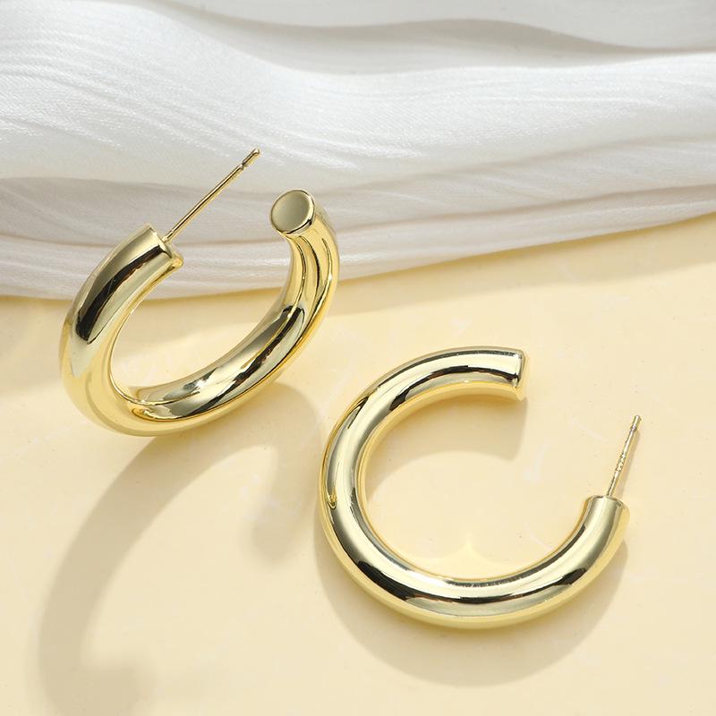 Huazi Style Zircon Stud Earrings for Women - Gold-Plated, Non-Fading Luxury Jewelry