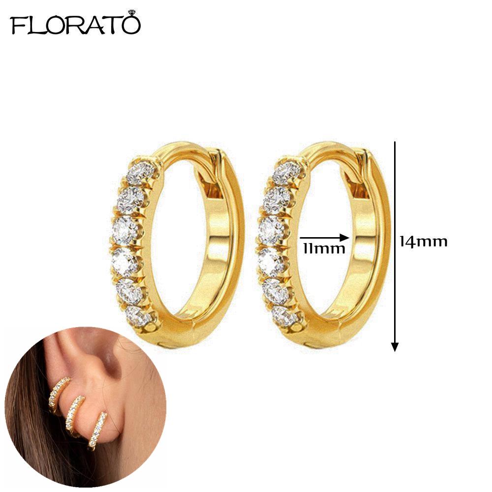 925 Silver Needle 11/13mm Small Hoop Earrings for Women Circle Piercing Huggie Earrings Multicolor Zircon Earrings Party Jewelry
