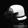 Autumn and winter woolen hat British retro top hat women's dome fashion hat pot hat flower decoration literary and retro