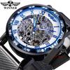 Winner Top Brand Golden Watches Men Skeleton Mechanical Watch Crystal Mesh Slim Stainless Steel Band Luxury Hand Wind Wristwatch