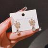 Light Luxury Zircon Stud Earrings Women's Fashion Flower Leaf Earrings Elegant Rhinestone Ear Stud Party Wedding Jewelry
