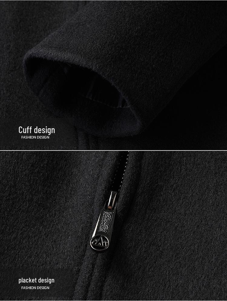 Men's Wool Blend Lapel Jacket for Middle-Aged and Elderly - Spring/Autumn Casual Outerwear