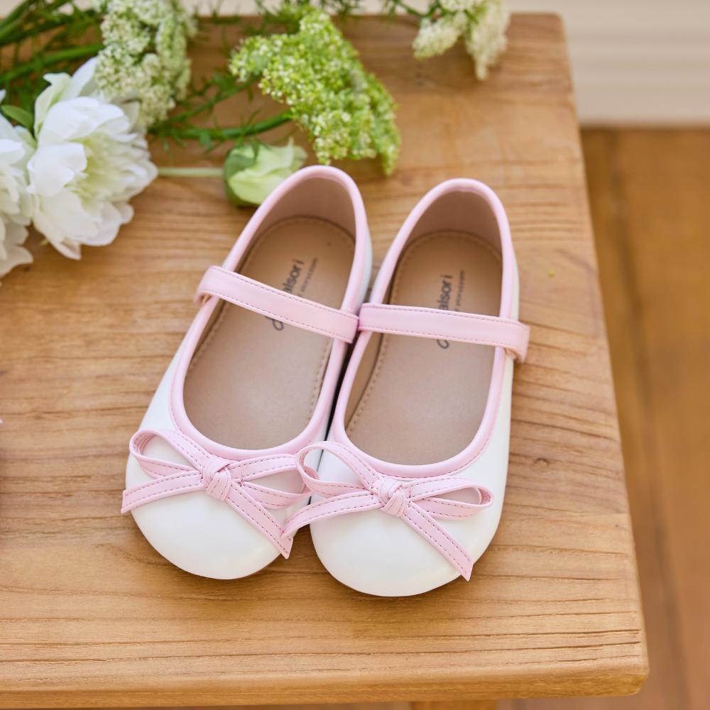 [Babyzzam] Girls' Candy Mix Flats Pink Line & White [BB462-10001]