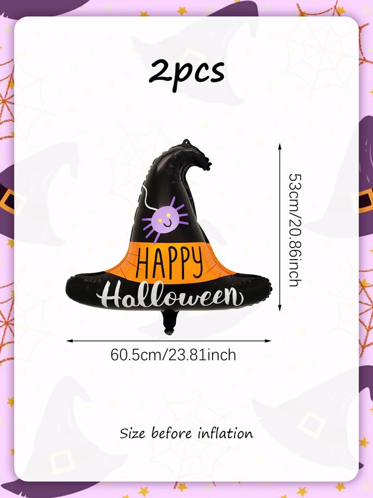 2/4pcs Witch Hat Balloons, Suitable for Halloween Parties, Witch Parties, Trick or Treat, Horror and Weird Atmosphere Supplies