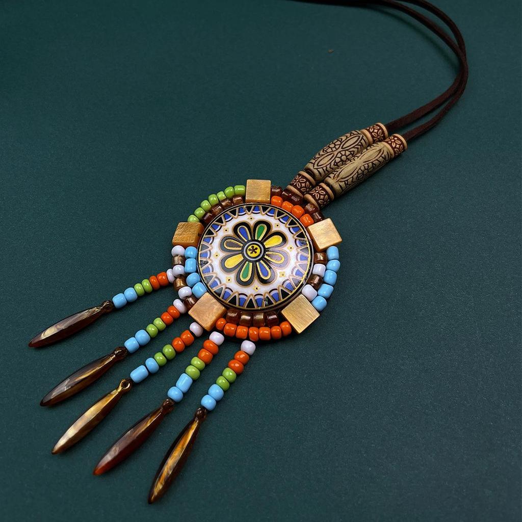 Nepalesische Retro Quastenanhänger Pulloverkette