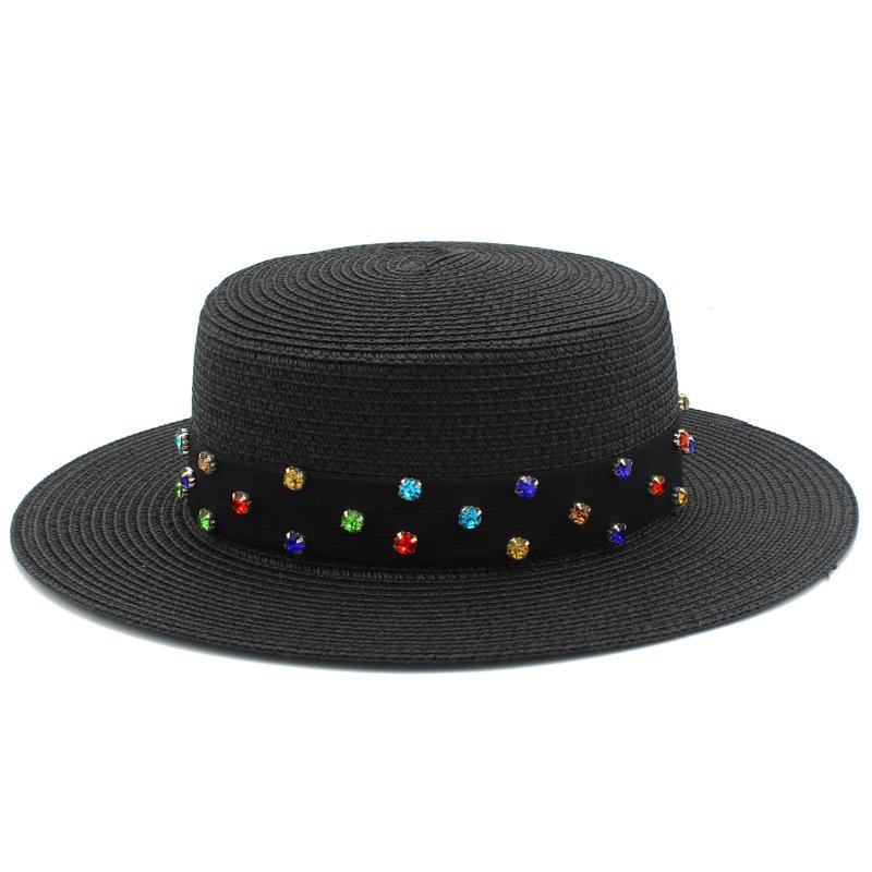 High-quality women's flat-top Panama straw hat summer explosion sunscreen top hat new hat stall