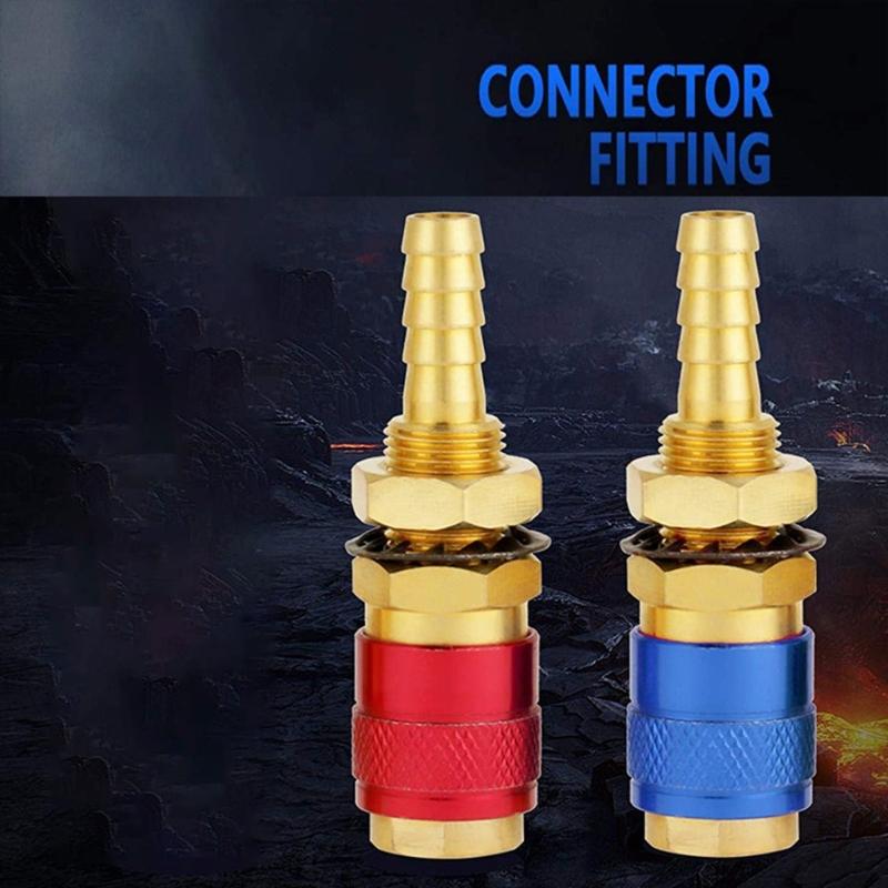 2Pcs Quickly Disconnects Brass Adapters M6/M 8/M10 Size For TIG Welding Machine Gas Water Flows Welding Torches Connectors