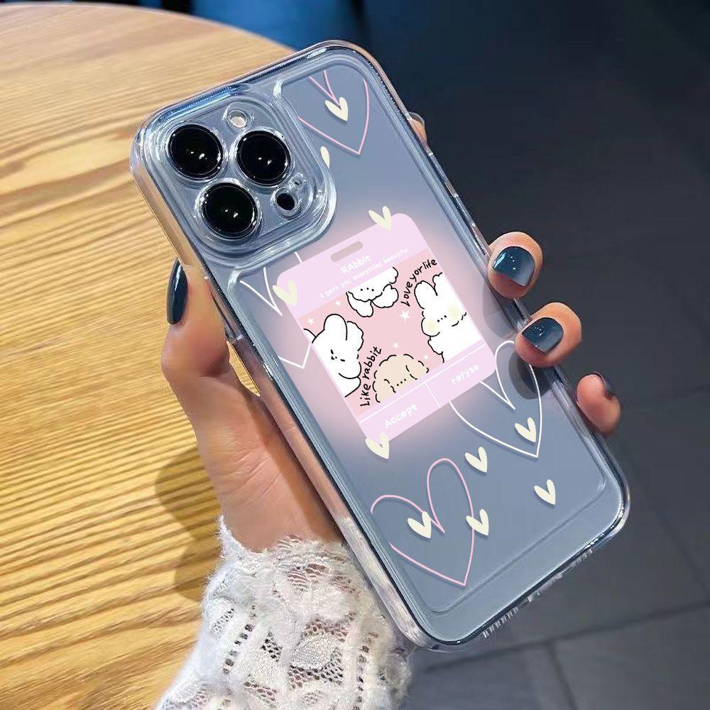 Cute Rabbit Party Applicable iPhone17 Space Phone Case Apple 14Pro Soft Case 16 Transparent 15 All Inclusive