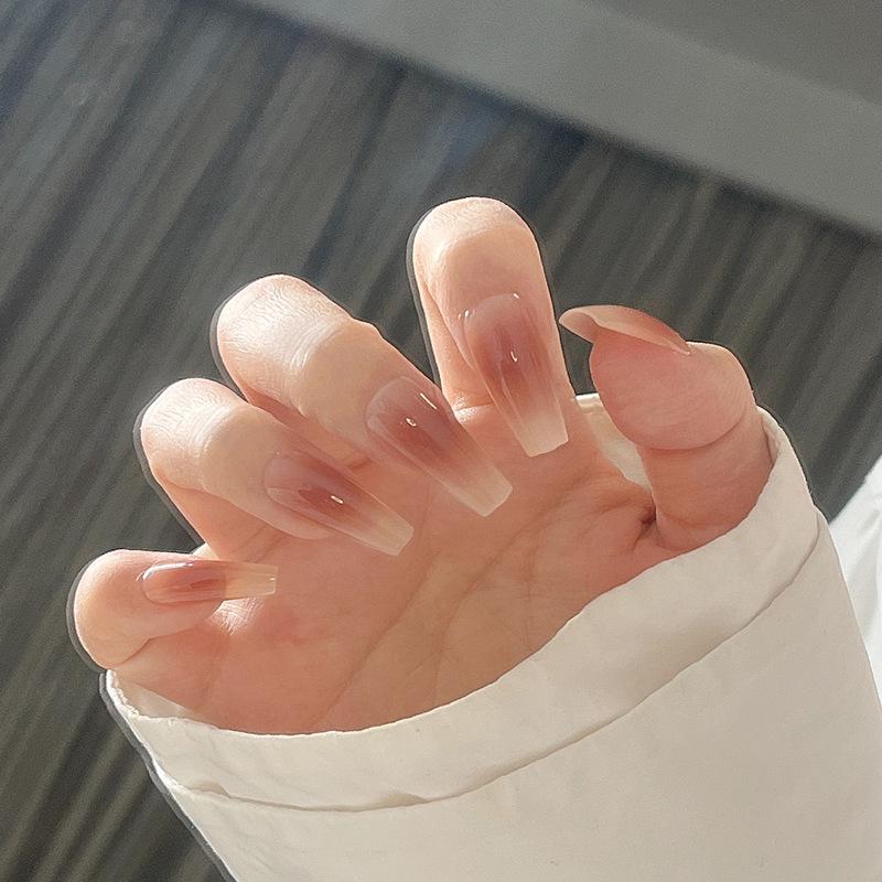 

Handmade Blush Gradient Gel Press-On Nail Art Tips Gel Glue Version