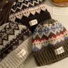 Ethnic Retro Style Winter Hats For Women Men Unisex Warm Beanie Hats Autumn Winter Thickened Warm Knitted Thick Skullies Cap
