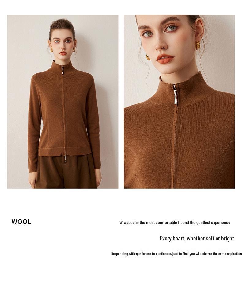 Women's Slim-fit Elegant Merino Wool Zip Cardigan - Autumn/Winter 2026 Collection