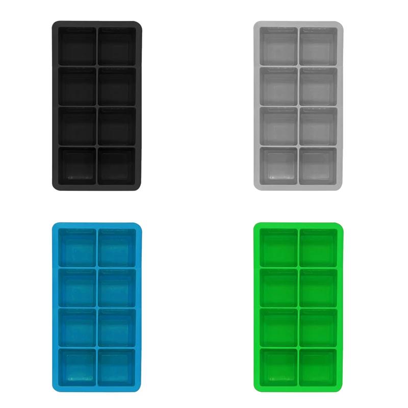 Ice Cube Trays Silicone Reusable Large Square Ice Cube Molds with Removable Lids,Stackable Big Ice Trays for Freezer,Whiskey