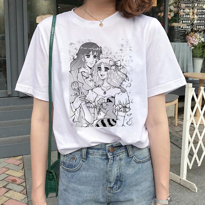 Kawaii Candy Candy Anime Summer Top Tshirt Femen Print T Shirt Grunge Anime Manga T Shirt Top Tees Graphic Aesthetic