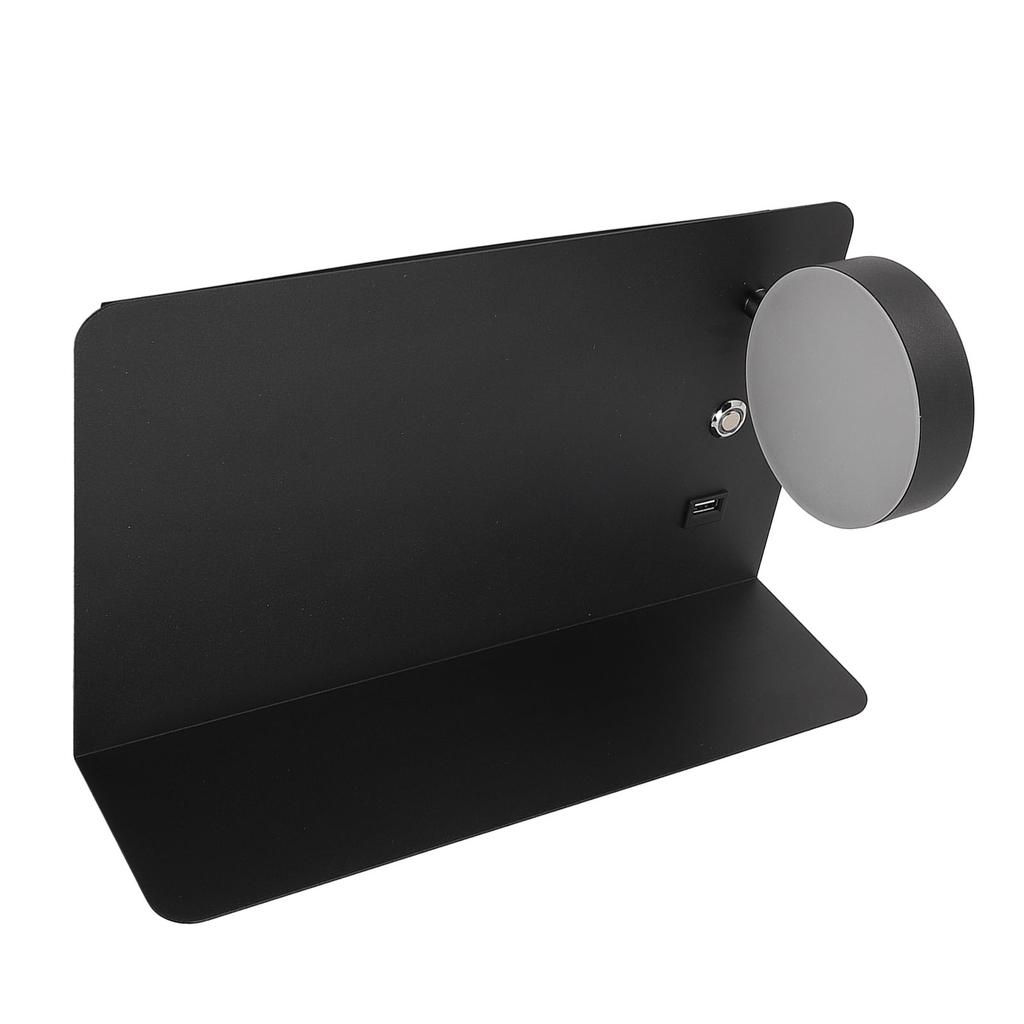 Wall Sconce with USB Charging Port and Shelf Iron Rotatable Stepless Dimmable LED Wall Lamp Bedside 