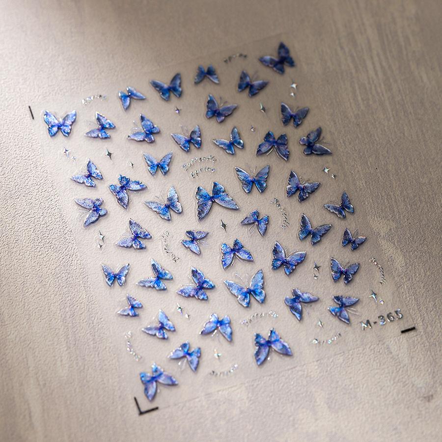 1Pcs 5D Embossed Aurora Butterfly Nail Art Stickers Self Adhesive Decals For Nails Decoration DIY 3D Acrylic Nail Supplies Parts