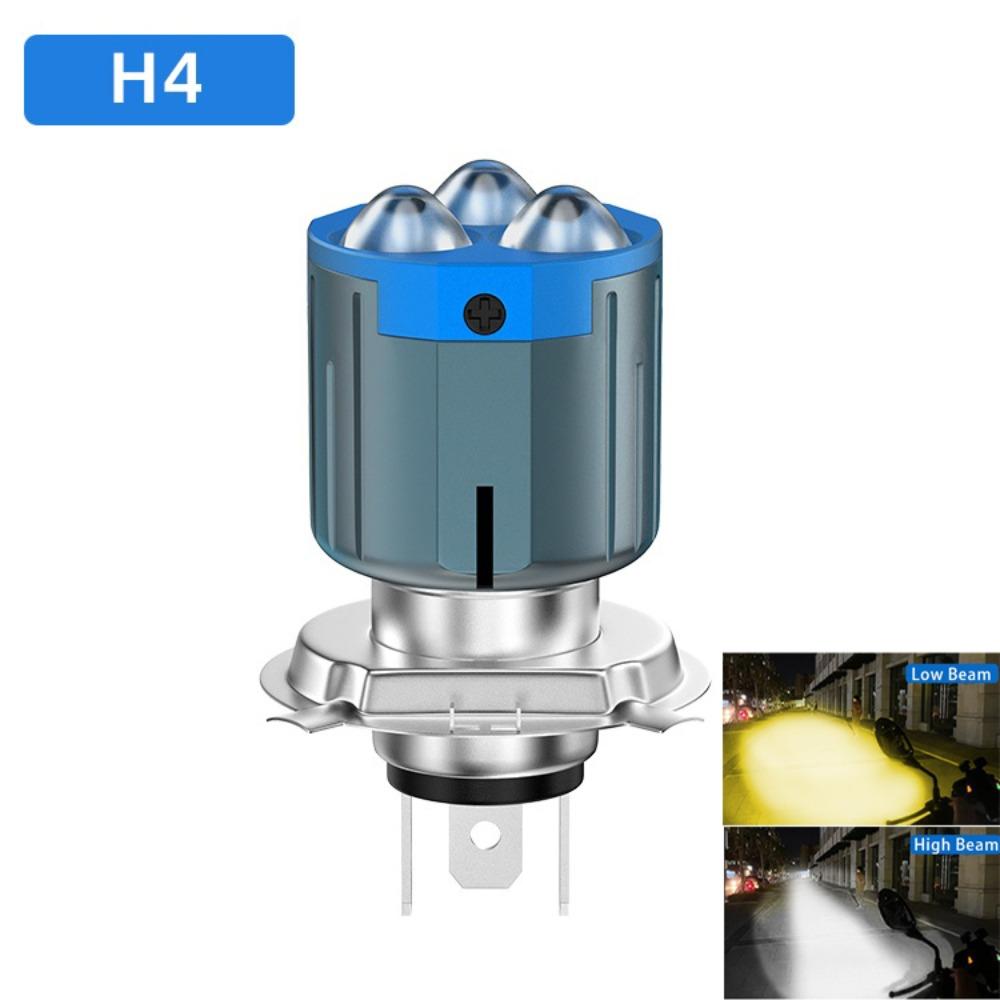 

3 Lens LED Motorcycle Headlight 3500LM Brightness Motorbike Spotlight Electric Motorcycle H4 White Yellow