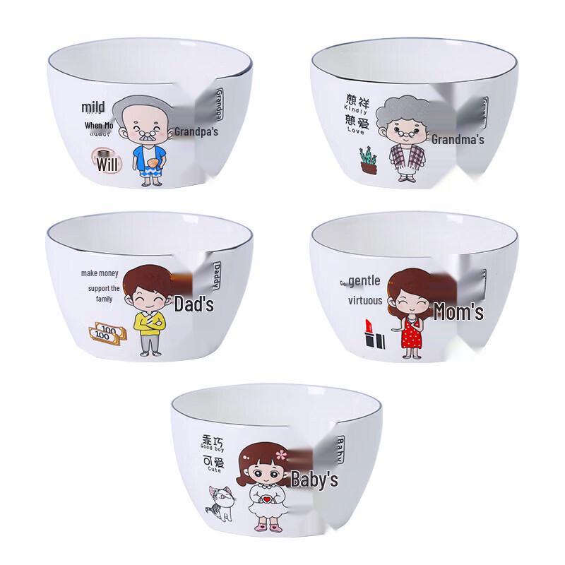 Family Cartoon Ceramic Bowl Set