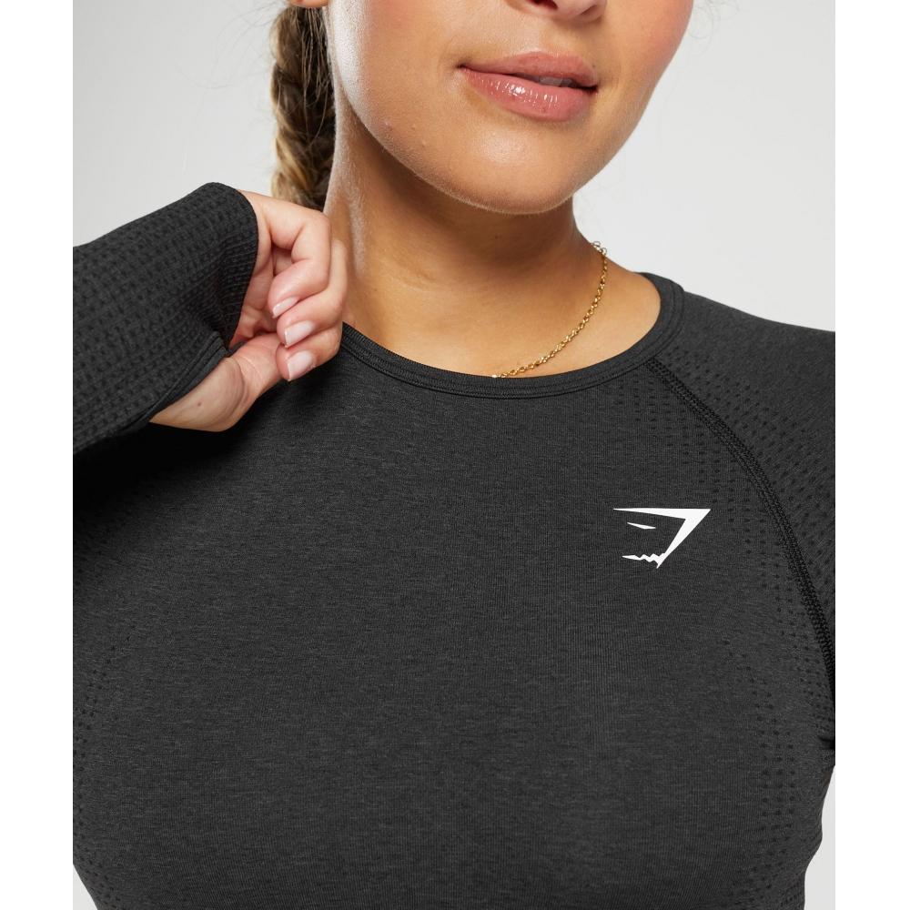 Gymshark Vital Seamless 2.0 Crop Top Black Marl B1a3d Bbf3