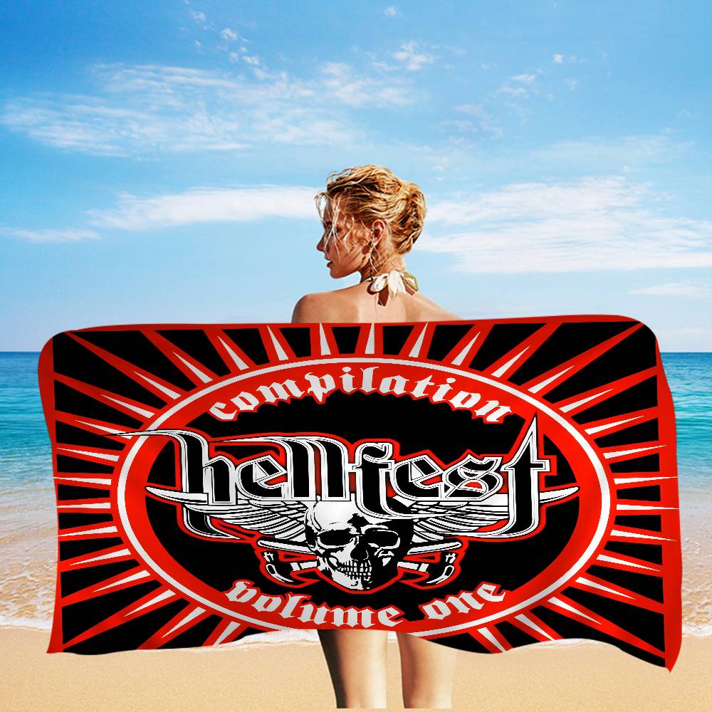Famoso Festival Musicale H-Hellfest Coperta in Microfibra Asciugatura Rapida Teli da Spiaggia Stampa Oversize Coperta Asciugamano Super Assorbente