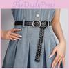 Black Pu Womens Woven Belt With Alloy Closure Design For Trendy Casual Outfits