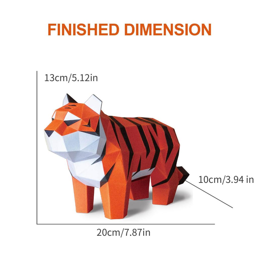 ORIGAMIPLANET Tiger Fat Tiger 3D Origami Papercraft Creative Handmade Paper Art for 3D Paper Sculptor Unique DIY Animal Model Papercraft Set Gift for