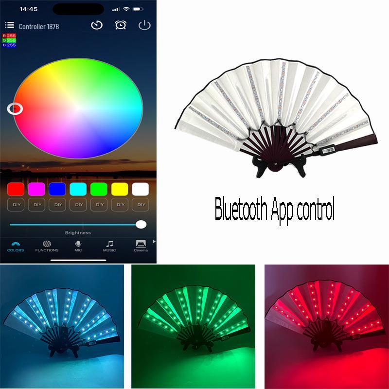LED Luminous Folding Fan for Stage, KTV, Bar, Nightclub, and Disco – Colorful 6V Prop Fan for Enhanced Atmosphere