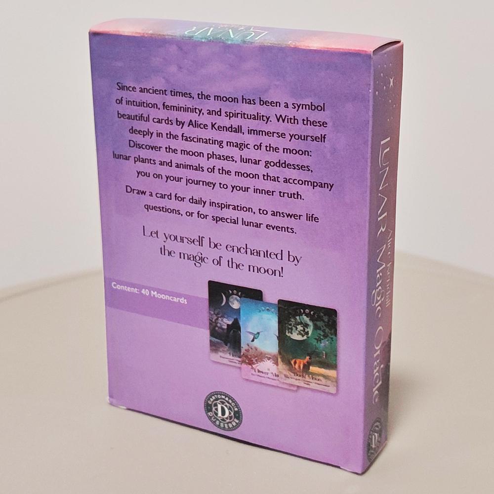 Lunar Magic Oracle Deck 10.5*7.5cm 40 Moon Cards Double-embossed, Moon Phases, Goddesses, Sacred Animals, Plants Spiritual Gift
