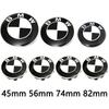 For BMW M Car Black White BMW Logo Front Hood Emblem 82mm Rear Badge 74mm Wheel Hub Cap 56mm steering wheel sticker 45mm Accessories CVA3